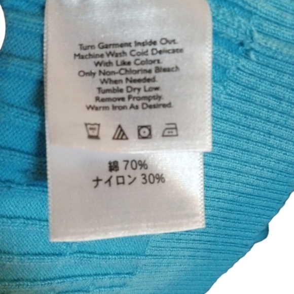 Cable Knit Full Zip Cardigan Eddie Bauer Teal Pocketed Granniecore Layering XXL - Picture 9 of 15